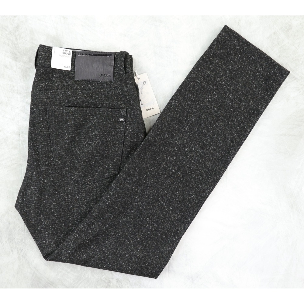 Brax Feel Good Chuck Jersey Flannel Pants Mens 32x32 Charcoal Speckled NWT